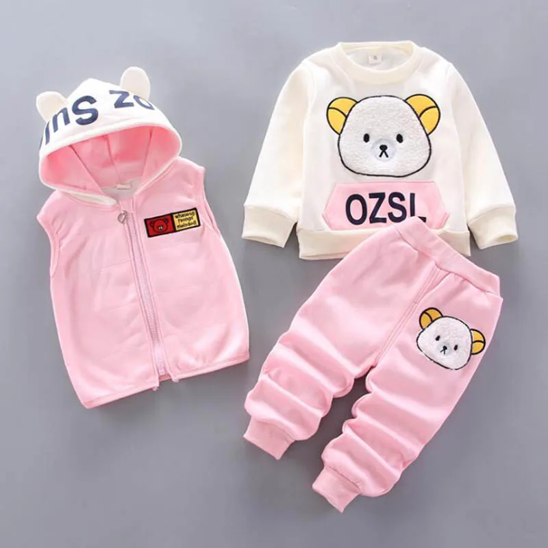 Baby Boys And Girls Clothing Set Tricken Fleece Children Hooded Outerwear Tops Pants 3PCS Outfits Kids Toddler Warm Costume Suit - Image 5