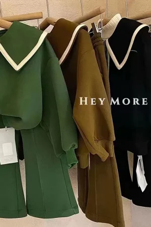 Children's Clothing Sets Lapel Long Sleeve Top + Wide Leg Pants 2 Pcs Sets Kids Boutique Clothes for Girls 3 To 7 Years