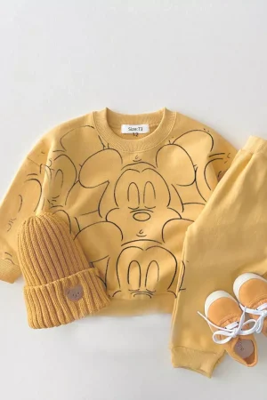 New Designer Cartoon Clothing Tracksuit Baby Boy Summer Printed Clothes T-shirt+shorts Baby Girl Casual Solid Color Sets