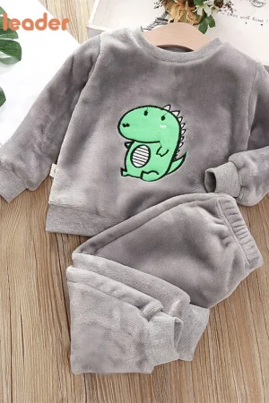 Bear Leader Girls Clothing Sets Winter Flannel Homewear Set Children's Pajamas Boys and Girls Thick Coral Velvet Two-piece Set